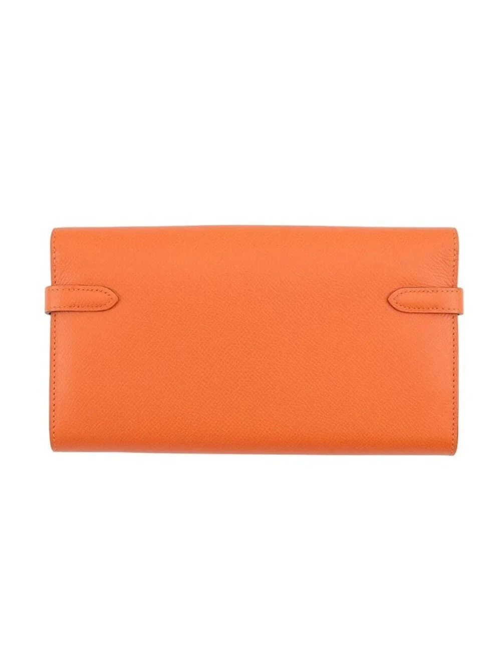 Hermes Wallet Kelly Long Orange Silver Epsom